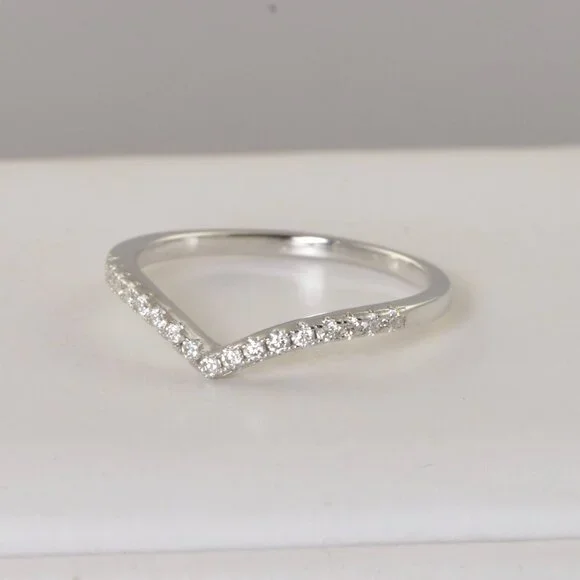 Certified V Band Moissanite Ring Half Eternity Ring - Picture 2 of 8